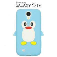 Samsung Galaxy S4 - 3D Silicone Penguin Soft Protective Phone Cover Case - Light Blue